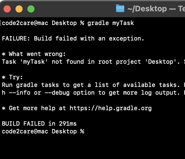 Gradle Build Failed with an exception. Task not found in root project error
